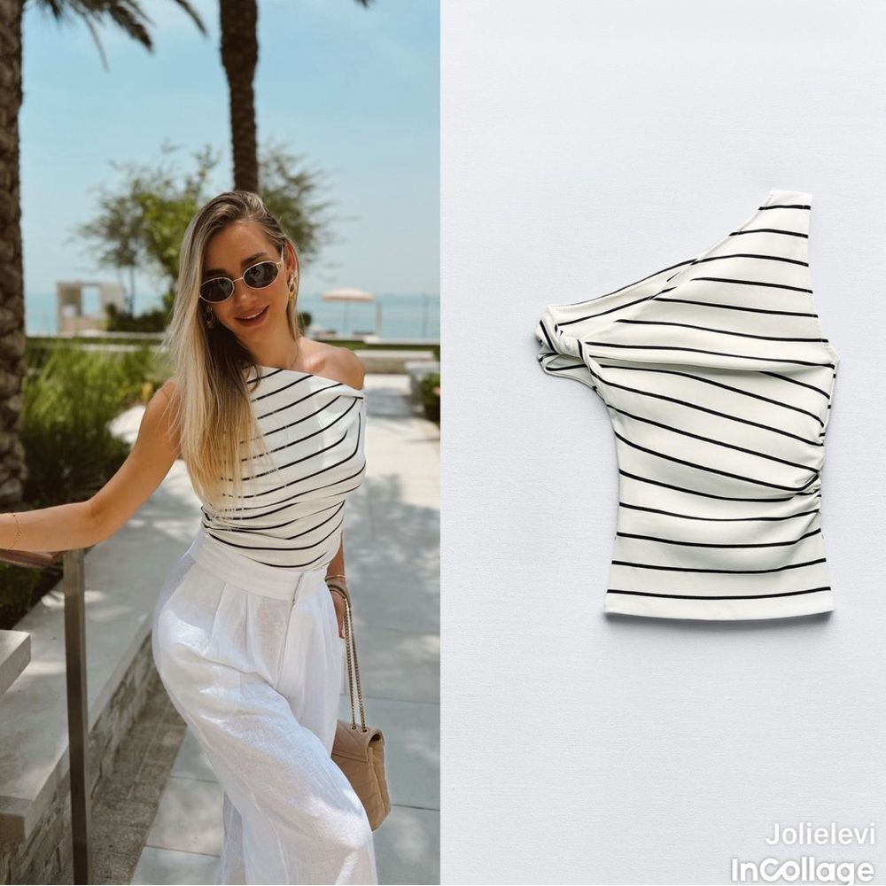 ZARA RUCHED ASYMMETRIC RIB TOP
